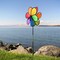 In the Breeze 14 Inch Rainbow Double Dazy Flower - Colorful Wind Spinner for your Yard and Garden